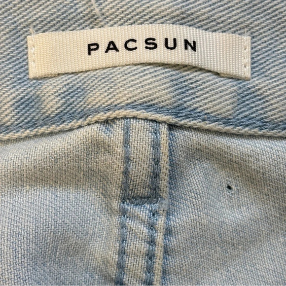 Pacsun Light blue Pintuck High Rise Bootcut Flare Lattice Diamond jeans 24 - Picture 4 of 10